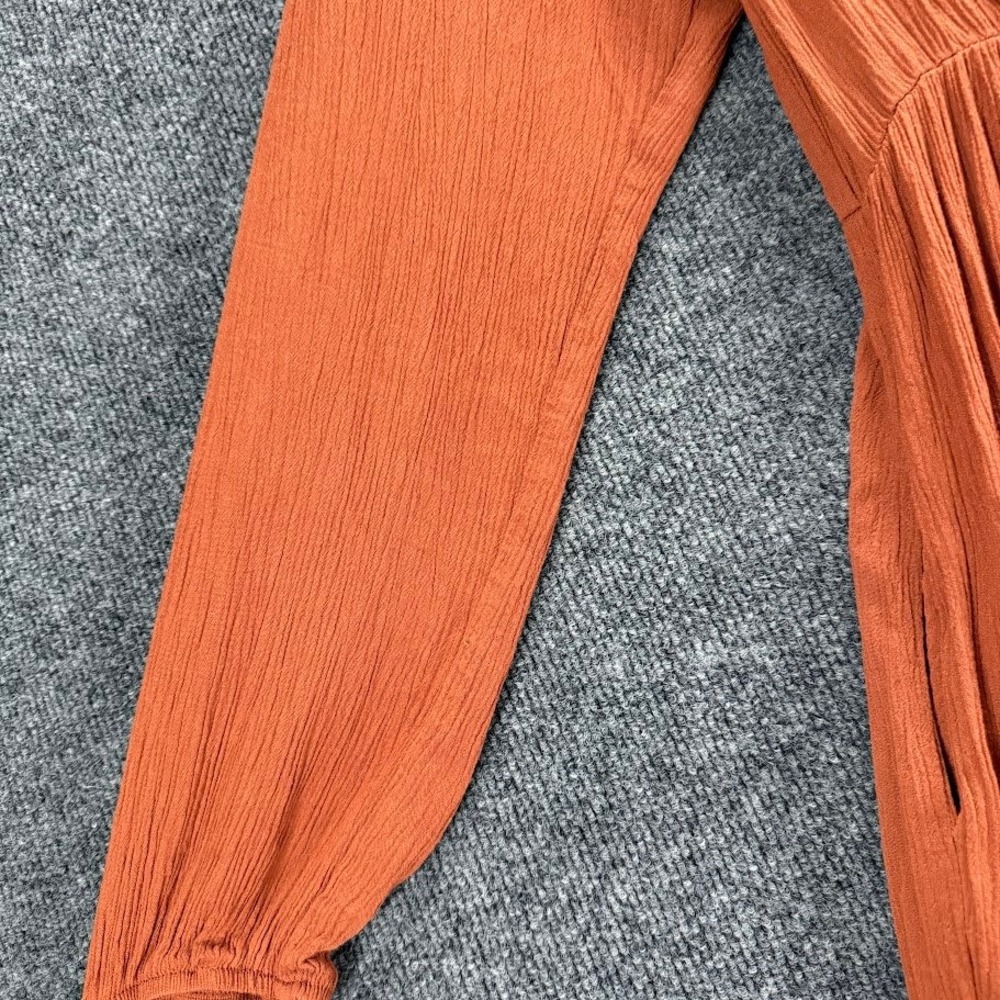 Knox Rose Orange Boho Midi Dress Women's Medium Approx Tiered Ruffle Long Sleeve - Picture 12 of 14